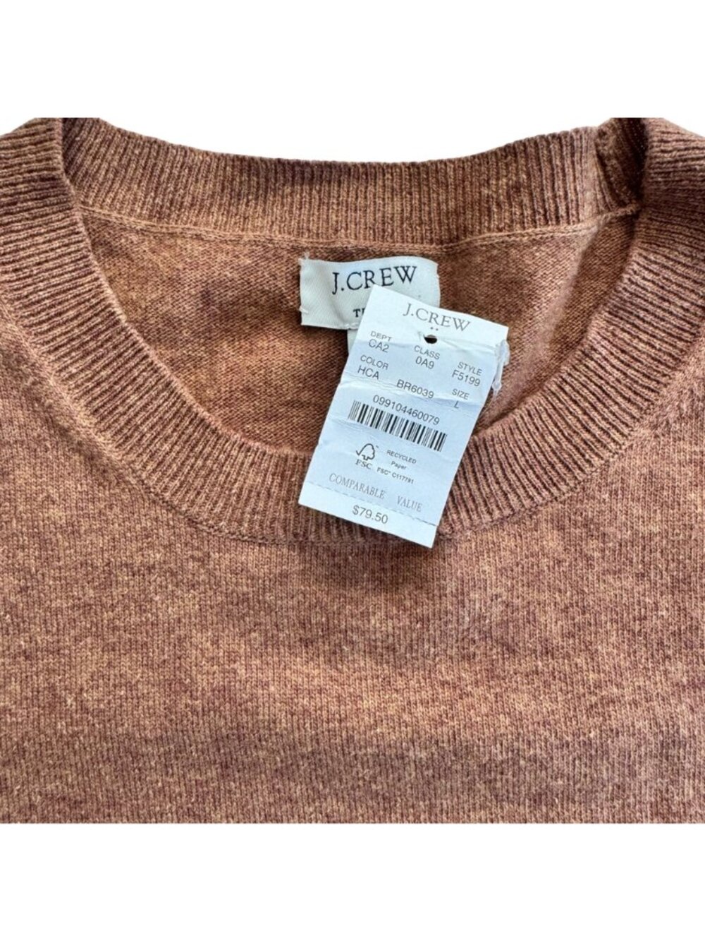J. Crew Womens Teddie Sweater Rust Brown Wool Blend L Crewneck Soft Knit New - Picture 3 of 14